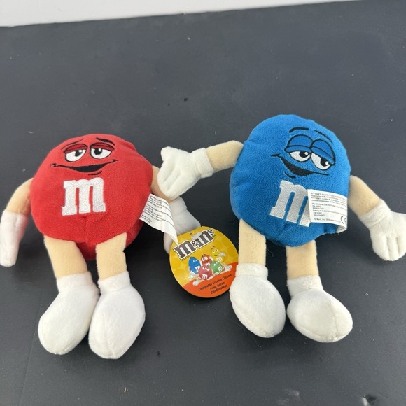 M&M'S Other - M&Ms Plush Lot 2 Blue Red Stuffed Animal Computer Screen Cleaner Mars Inc 2008